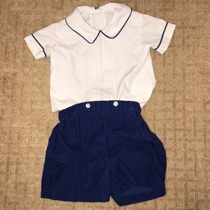 White and blue boys outfit